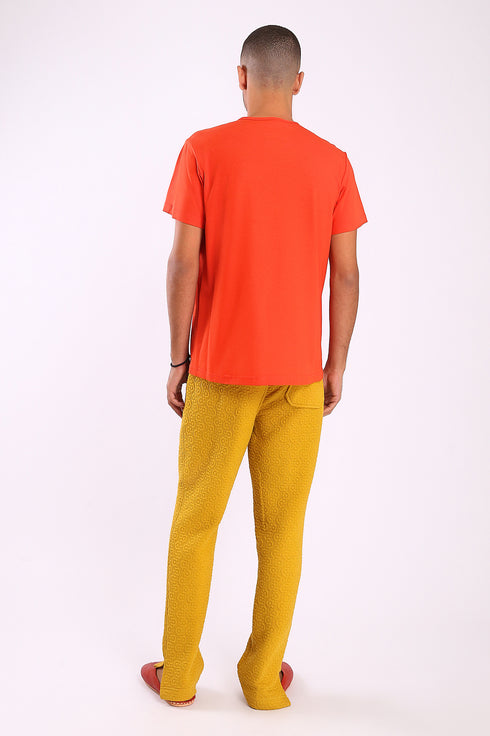 Sweatpants in quilted cotton blend with elastic waist